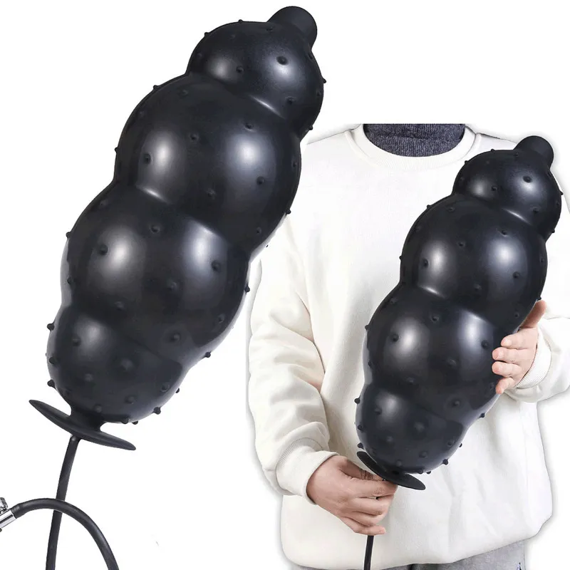 40 cm 12 cm Iatable Dildo Plug anale Costruito nel pilastro Enorme culo Espansione dell'ano Massaggio prostatico Dilatatore del culo_voghion.com