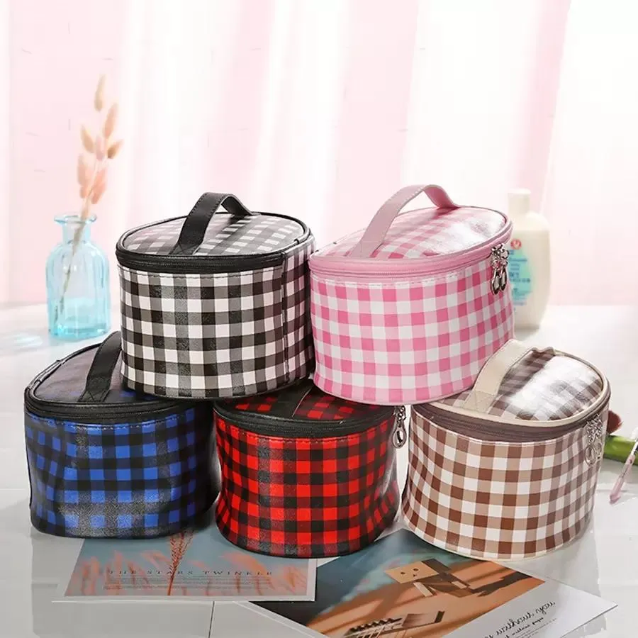 Grid Makeup Cosmetic Zipper Handbag Fashion Travel Poratble Wash Bags Multi-Function Storage Bags 5styles RRA2056
