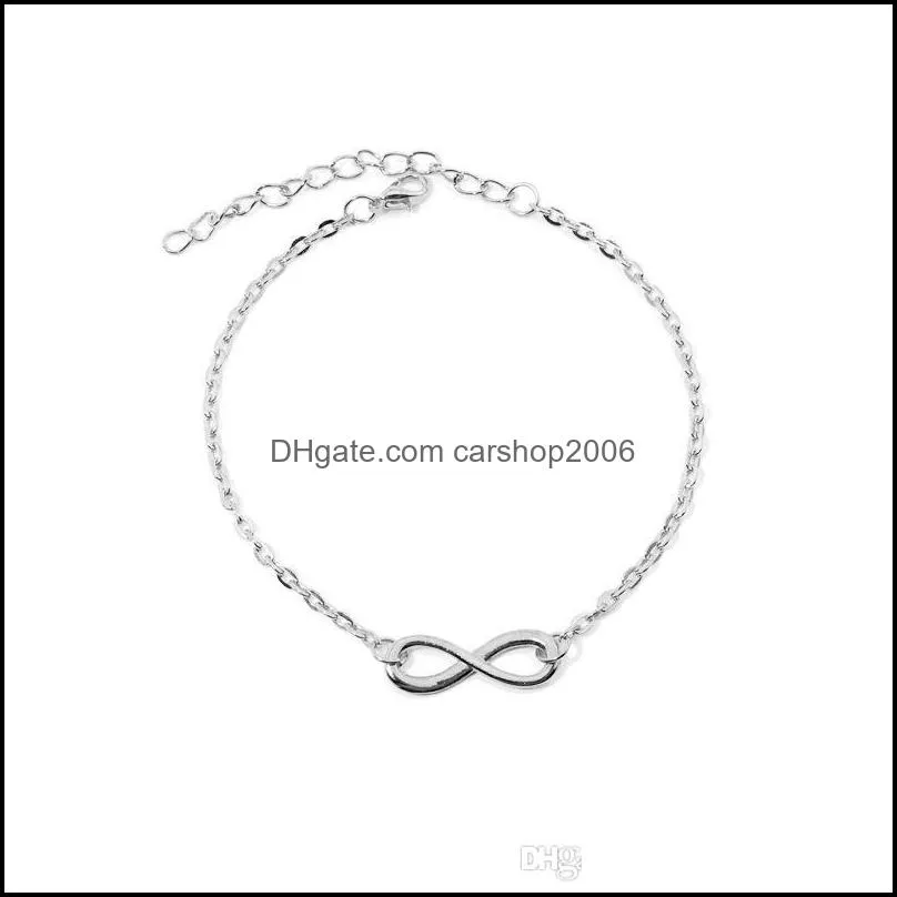 Ready Stock Fashion Personalized Infinity Couple Bracelet Simple Number 8 925 silver plated Chain Bracelet for Womens