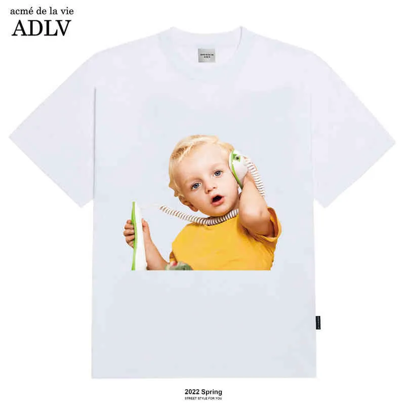 Verão 2022 ADLV Caso de capa curta de desenho animado urso imprimido de camiseta solta marca de moda feminina e feminina Moda de 2 camisetas B20 B20