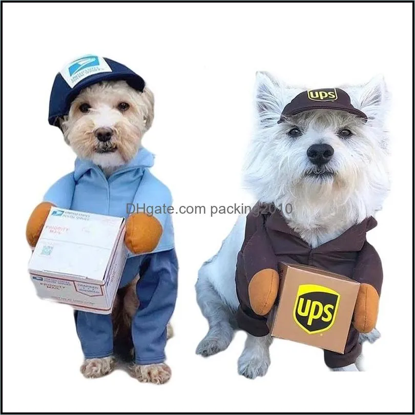 Dog Apparel Courier Cosplay Clothes Cat Funny Pet clothing Role playing Suit Express Package Pirate Suits Halloween Party