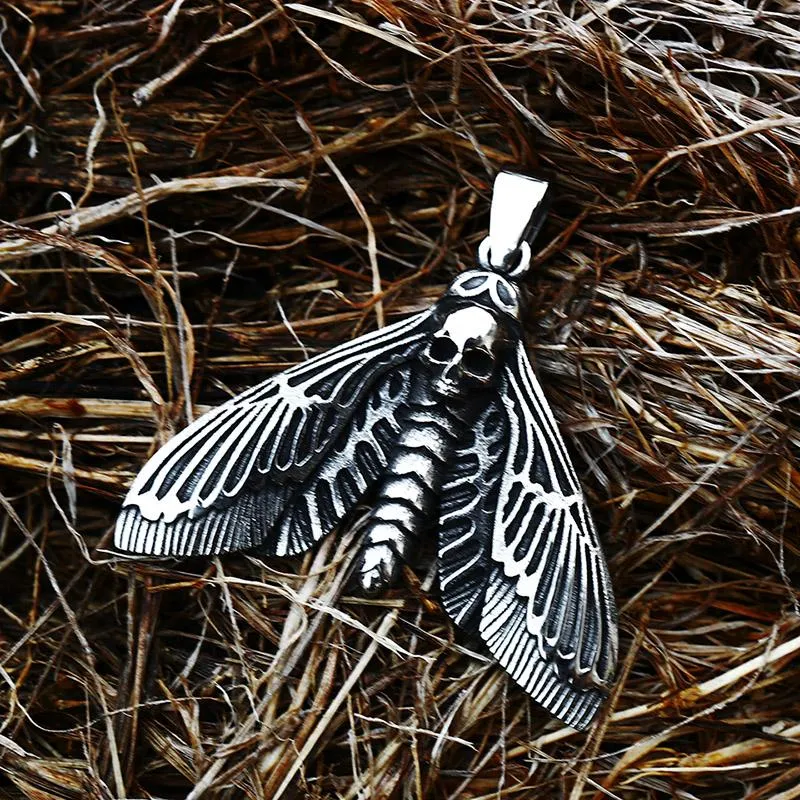 Pendant Necklaces Design Acherontia Lachesis Death Head Skull Butterfly Moth For Men Stainless Steel Punk Necklace JewelryPendant