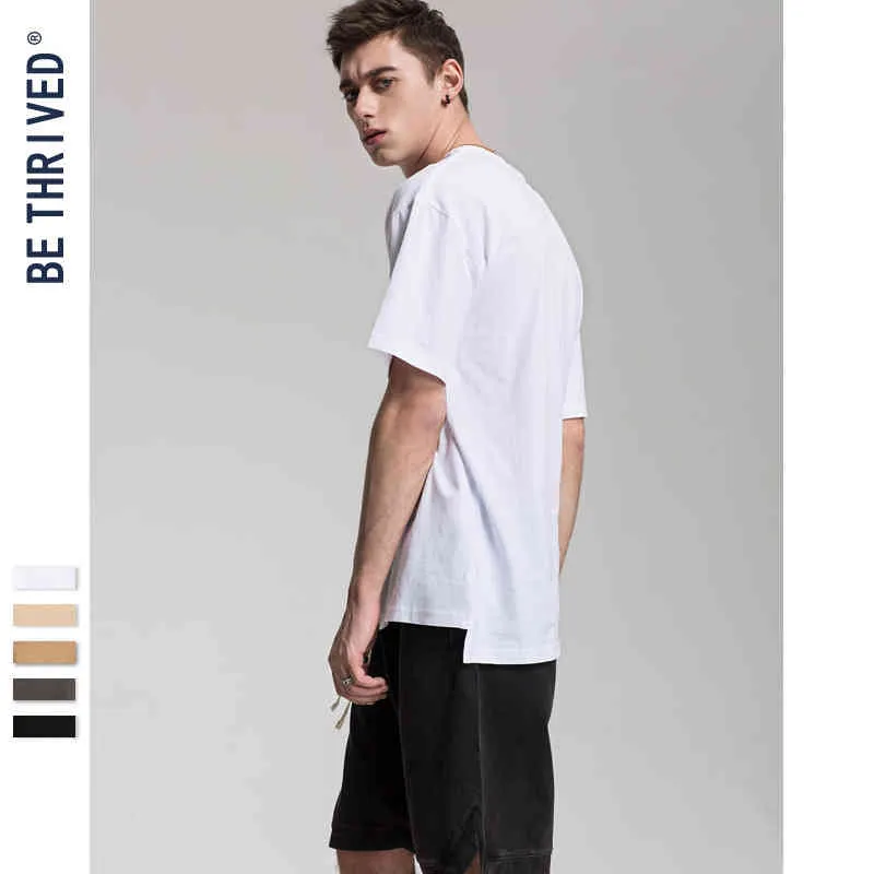 Var slitage | 2021 Sommarvatte Märke High Street Back Long Wash Short Sleeve Hem Split Angle T-shirt