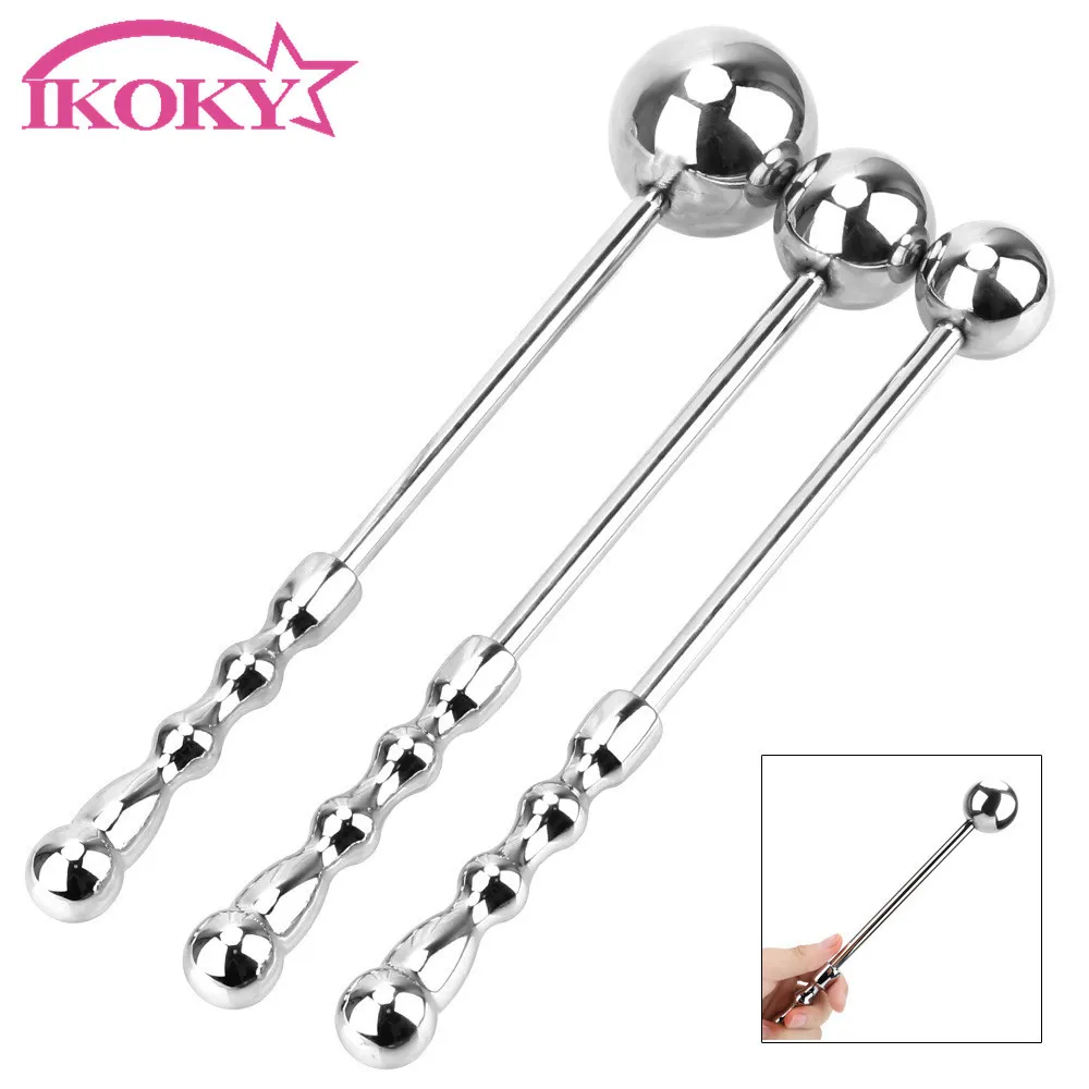 Ikoky Anal Balls Anus Steel Extender Dilation Prostate Stimulator S M L Metal Butt Beads Plug