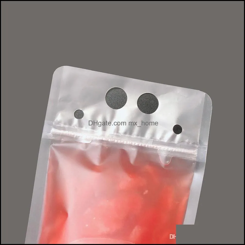 Wholesale Disposable Juice Coffee Liquid Bag Vertical Seal Drink Bag Clear Drink Pouches With Straw Party Tableware