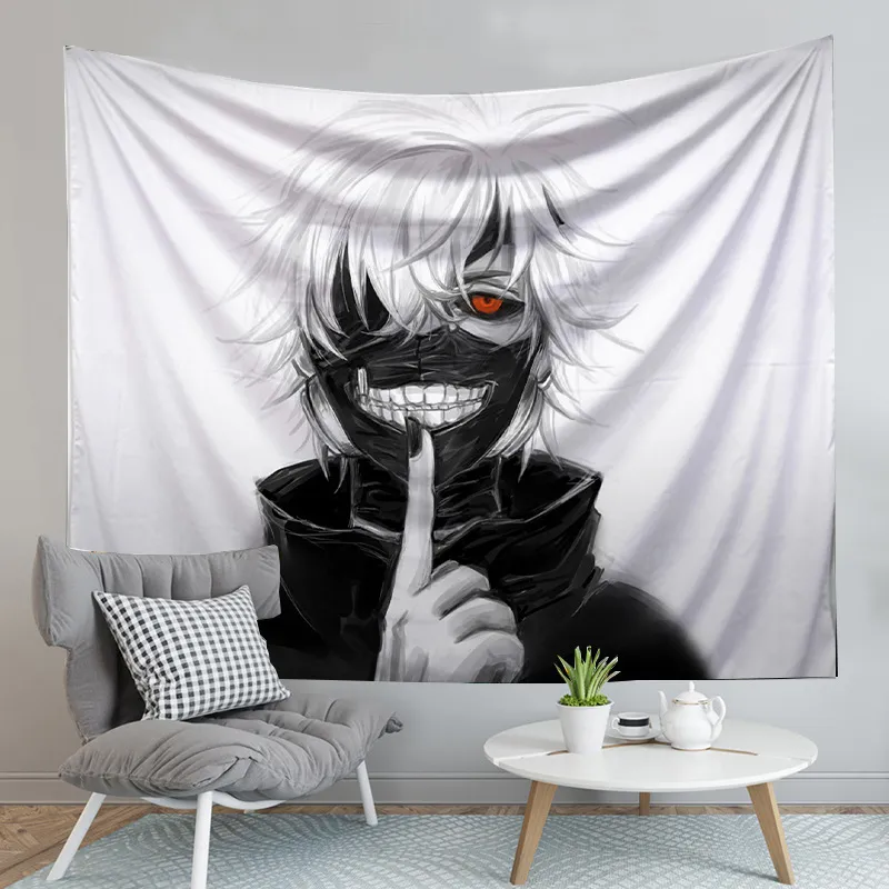 Tokyo Ghoul Tapestry Anime Printing Wall Hanging Home Decoratie Room Decor Deken Deken Travel Camping Beach Mat 220609