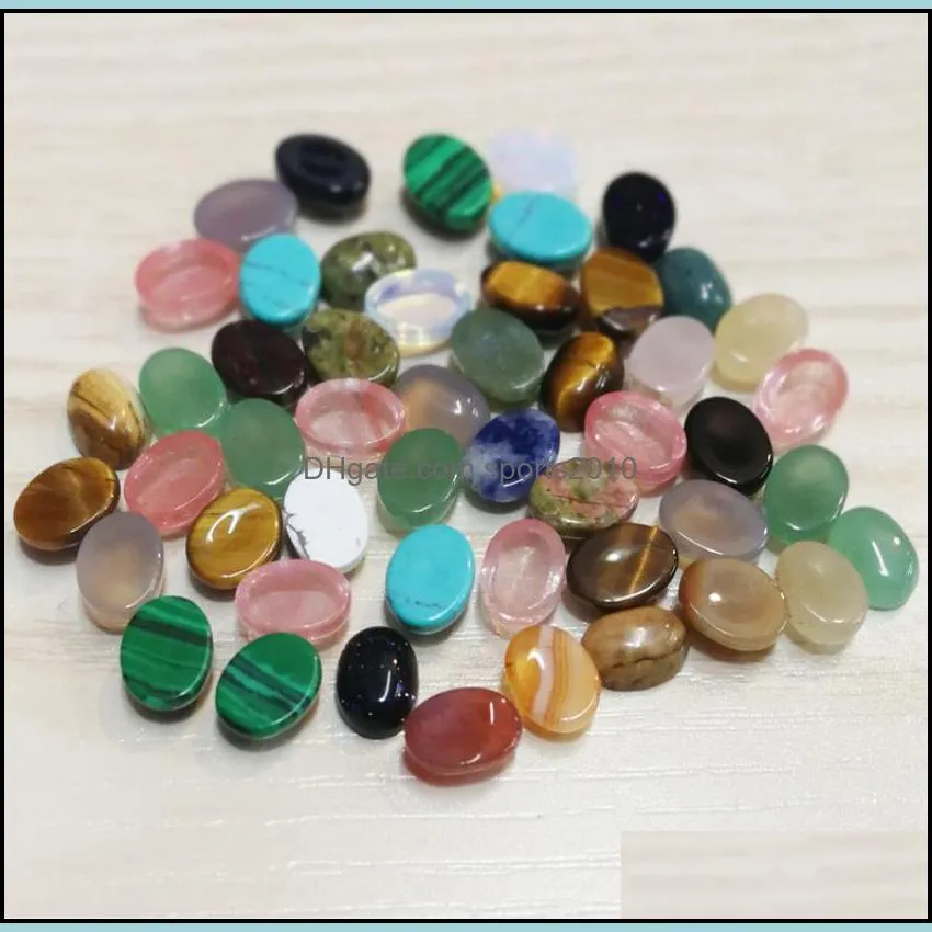 6x8mm natural stone oval cabochon loose beads rose quartz turquoise stones face for reiki healing crystal ornaments sports2010