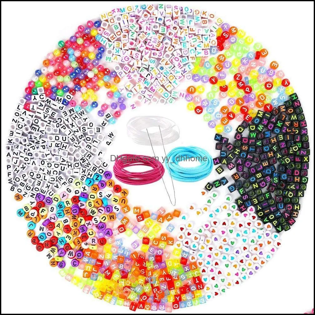 colorful letter beads cube round acrylic bead jewelry making for bracelets necklaces 1300pcs diy accessories free dhl n55y f