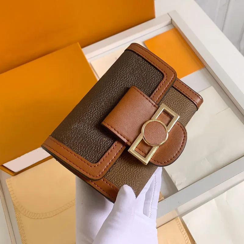 Classic DAUPHINE COMPACT WALLET Women Designer Wallets Long Wallet Credit Card Holder Case Iconic Luxury Short Purses Lady Fashion Brown Flower Woman
