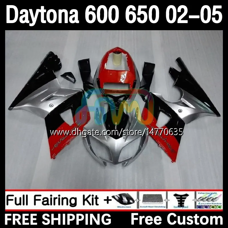 Frame Kit For Daytona 650 600 CC 02 03 04 05 Bodywork 7DH.14 Cowling Daytona 600 Daytona650 2002 2003 2004 2005 Body Daytona600 02-05 Motorcycle Fairing red silver