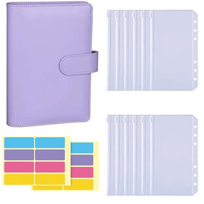 A5 A6 PU Planner Refillable Notebook omvat 6 gatenzakken PVC Zipper Money Saving Lope Budget Binder 220624