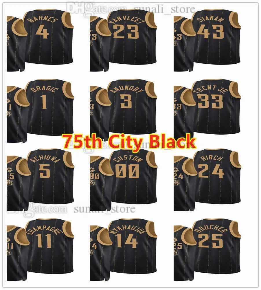 NCAA 75. Jubiläum 2021–22 City Black Basketball-Trikots Scottie 4 Barnes Fred 23 VanVleet Pascal 43 Siakam Goran 1 Dragic OG 3 Anunoby Gary
