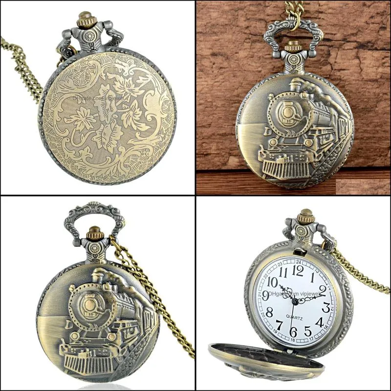 train theme full quartz engraved fob retro pendant pocket watch chain gift fire fighter theme