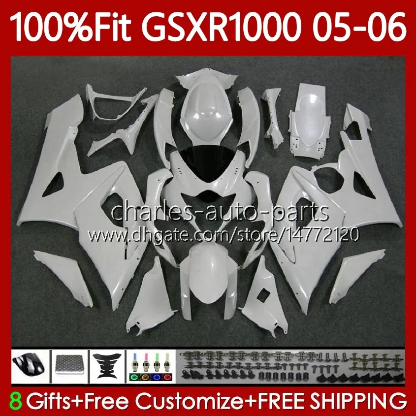 Suzuki GSXR 1000 CC K5 GSX-R1000 2005 2006 Bodywork 122NO.26 GSXR-1000 GSXR1000 1000CC 05 06 GSX R1000 05-06注入型フェアリングキットホワイトパールブルク