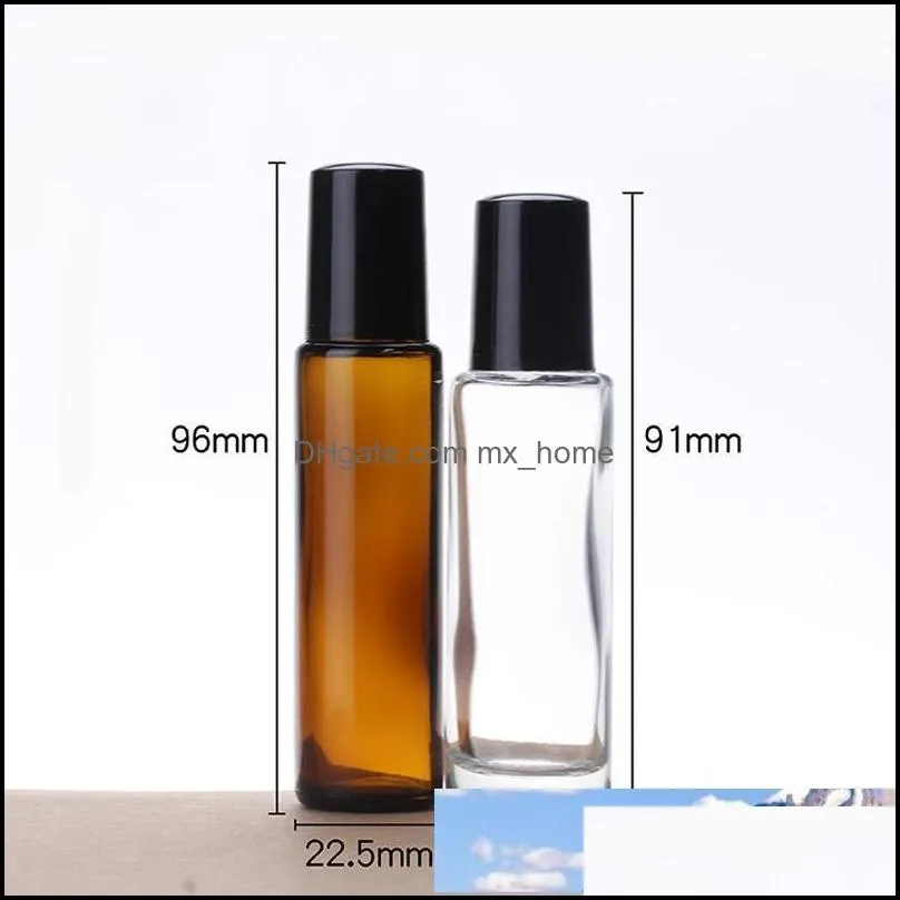 Hot Sale Amber Clear 15ml Roll On Roller Bottles For Essential Oils Roll-on Refillable Bottles 1/2OZ With Metal Roller Ball 600pcs/LOT