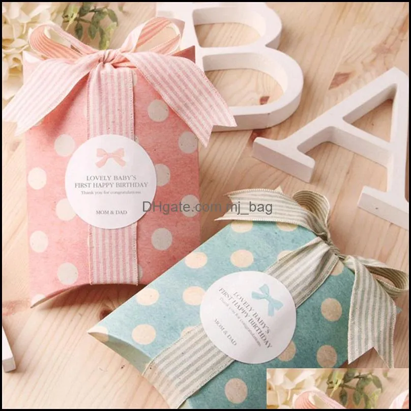 pillow candy box kraft paper christmas gift packaging boxes wedding favors birthday party decorations pad12072