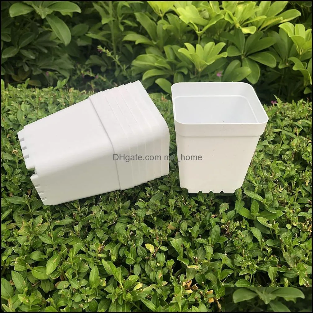 D7XH7.5CM Mini Planter Nursery Pots White Plastic square Succulents Holder Small outdoor Garden Supplies SF-135B