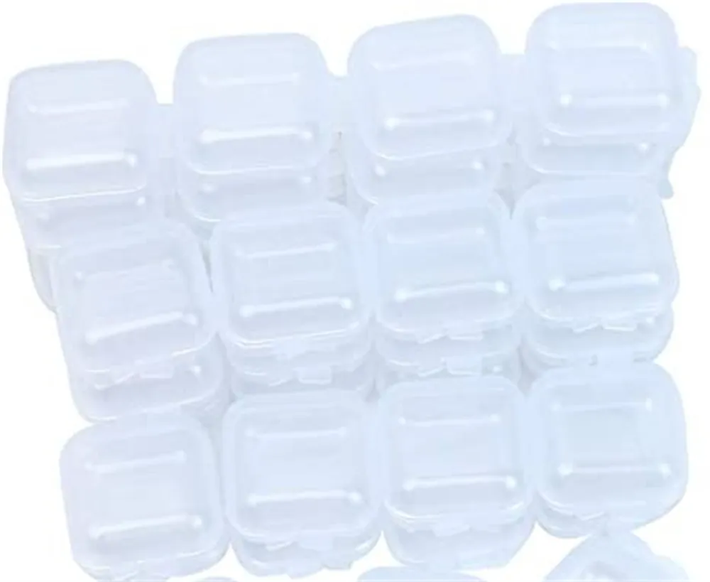 Groothandel mini vierkante opslagcontainers doos met scharnierend deksel doorzichtige oordopjes plastic transparante dozen voor kralensieraden