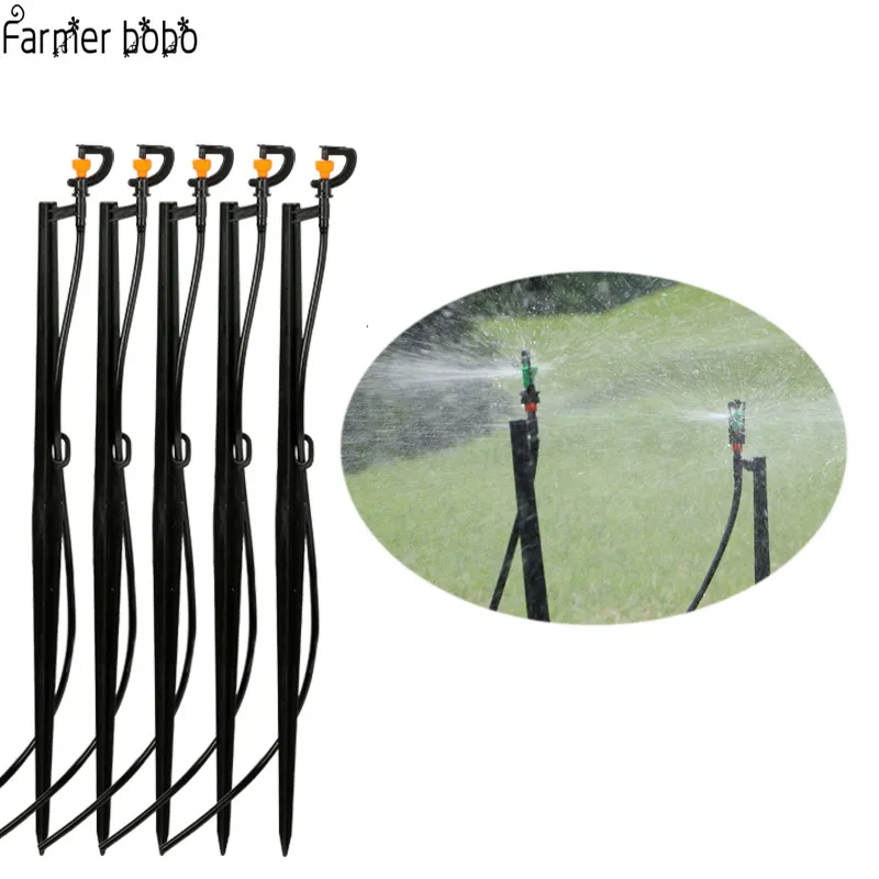 10pcs Underground pole 50CM 360 Rotary Sprinkler Dripper With Potted Plant Irrigation Garden Lawn Micro Drip Fitting Y200106
