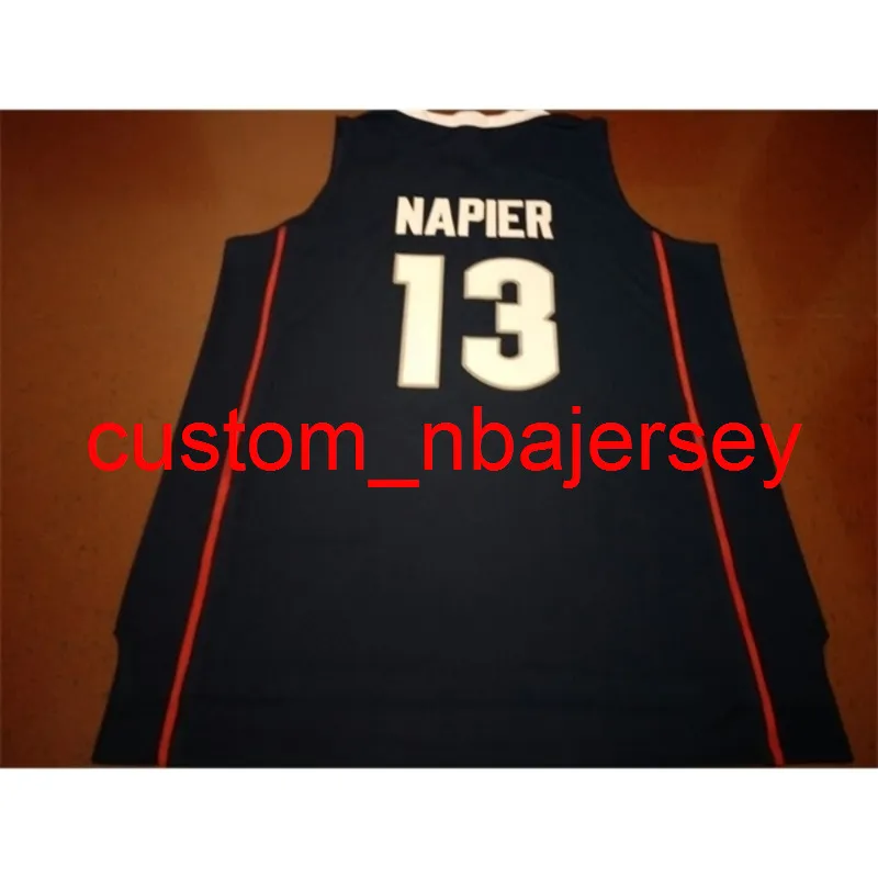 Anpassad vintage #13 UConn Shabazz Napier Basketball Jersey Size S-4XL eller Custom något namn eller nummer Jersey