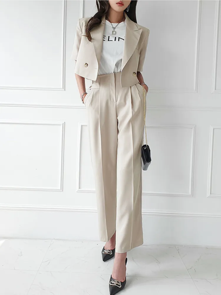 Damen Business Anzug Set 2-teilig - Hosenanzug Mit Blazer, Karo-Muster, Slim Fit Für Business, Festlichkeiten Oder Streetwear