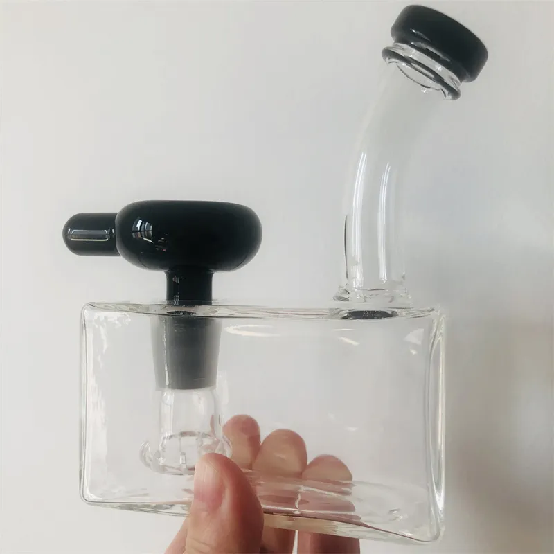 Jet Black Cube BONG Water Pipe Bong Dab Rig Smoking Hookah Bongs
