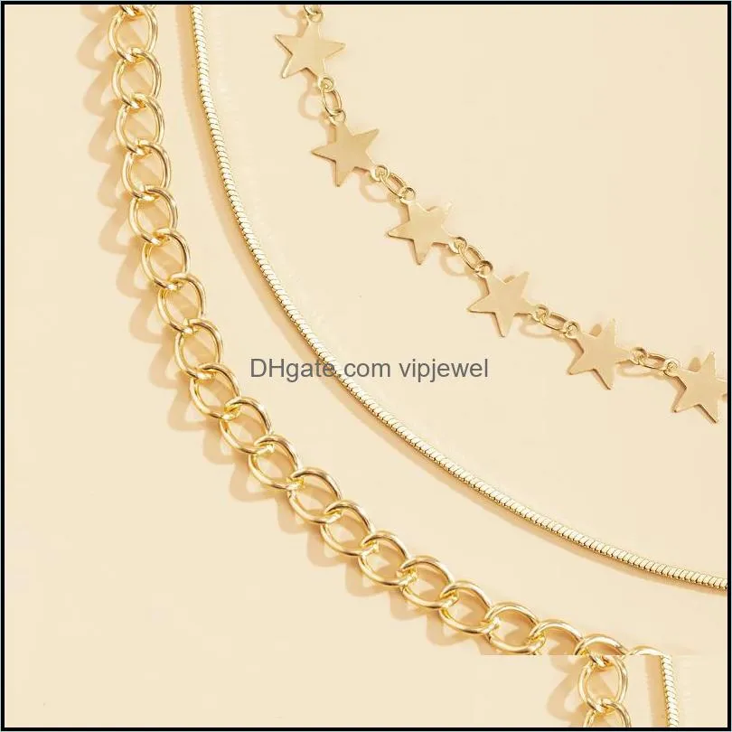 chokers vintage multi-layer chain necklace for women trendy multilayered gold snake stars choker girls party neck jewelry