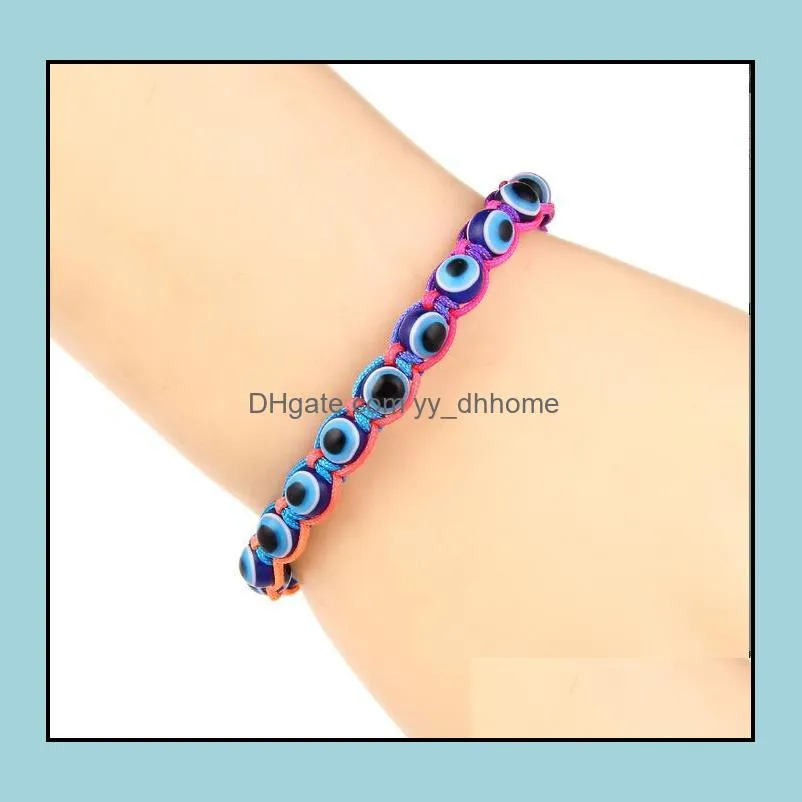 Turkey Blue Evil eye Charm Beaded Strands Bracelets Women Handmade Braided String Rope Bracelet