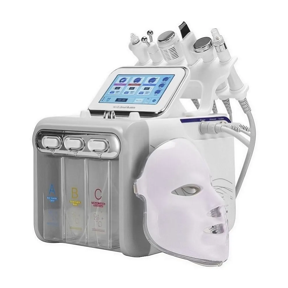 7 인치 1 Hydra Dermabrasion 산소 제트 껍질 껍질 껍질 H2O2 LED 마스크를 가진 Oxigen 얼굴 기계