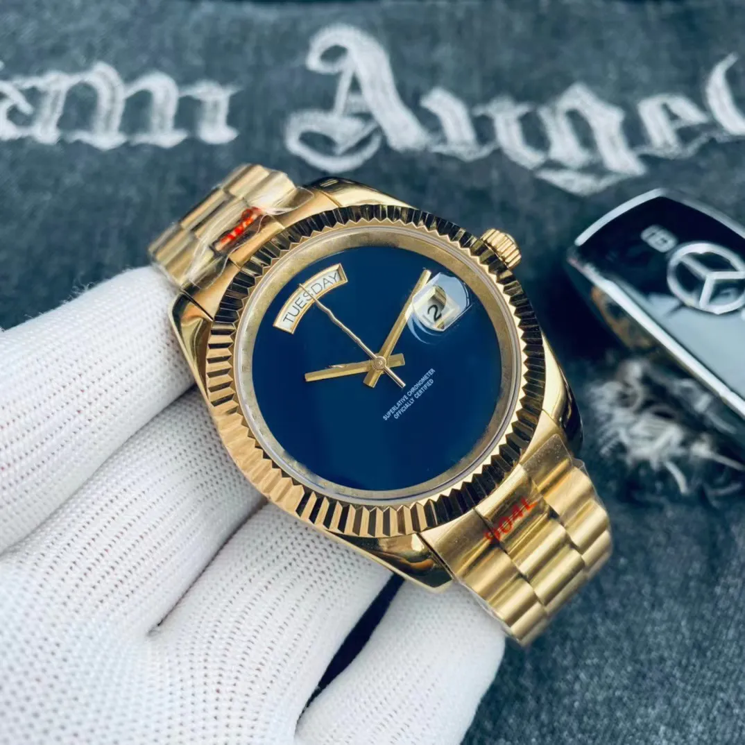 Men s Automatic Watch 18K Gold Plated Sapphire Crystal Stainless Steel Classic Business Daydate Sport Watch