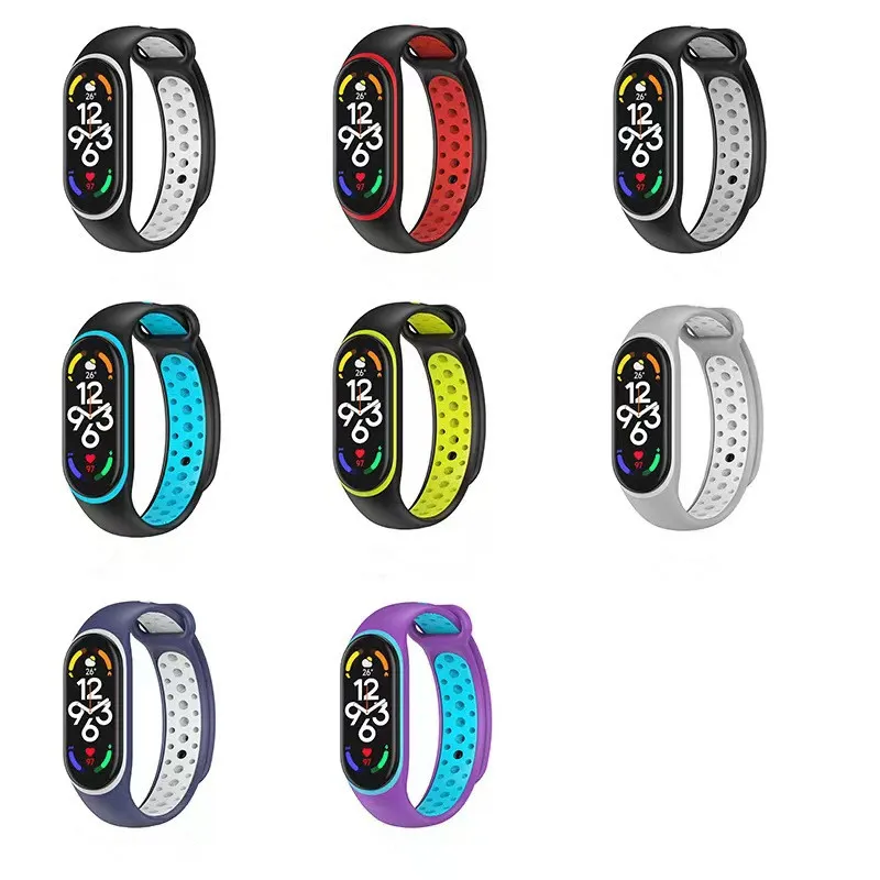 TPU Watch Pasek do Xiaomi Mi Band 7 6 5 Dual Colour Pętla Breyband Bransoletka Bransoletka Treśna pasm7 Smartwatch Smartwatch Smart Watchband Akcesoria