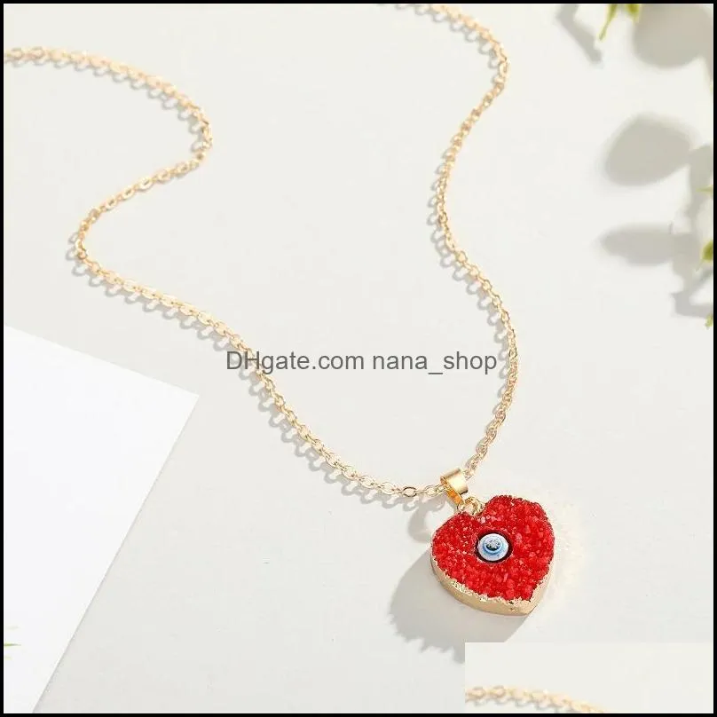 Fashion Round Heart Eye druzy drusy necklace gold plated Geometry faux natural stone resin necklaces for women jewelry