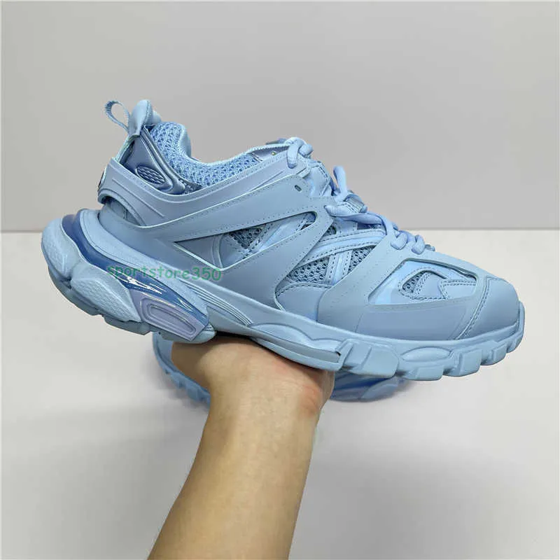 Triple S Casual Skor Chunky Herr Sneaker Runner Blå Ice Grå Trainer Lime Metallic Silver Pastell Fluo Grön Pappa Sko Mode