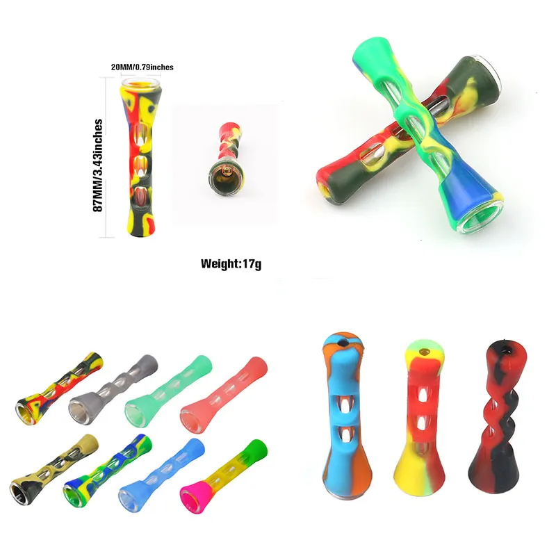 Wholesale 87MM Silicone Smoking One Hitter Pipe Tobacco Cigarette Hand