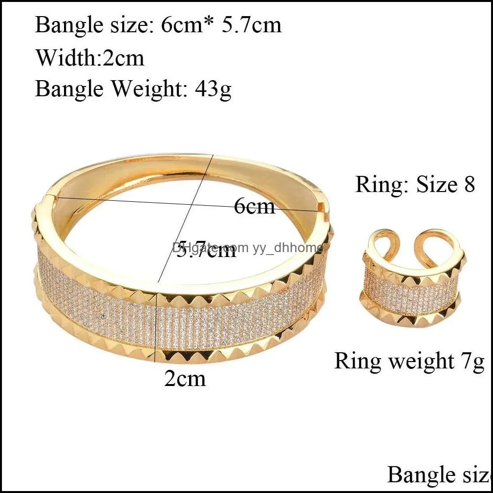 diamonds ring bangle bracelet for women jewelry set copper zircons luxury rings bracelets Valentine`s Day gift for girlfriend wife 105