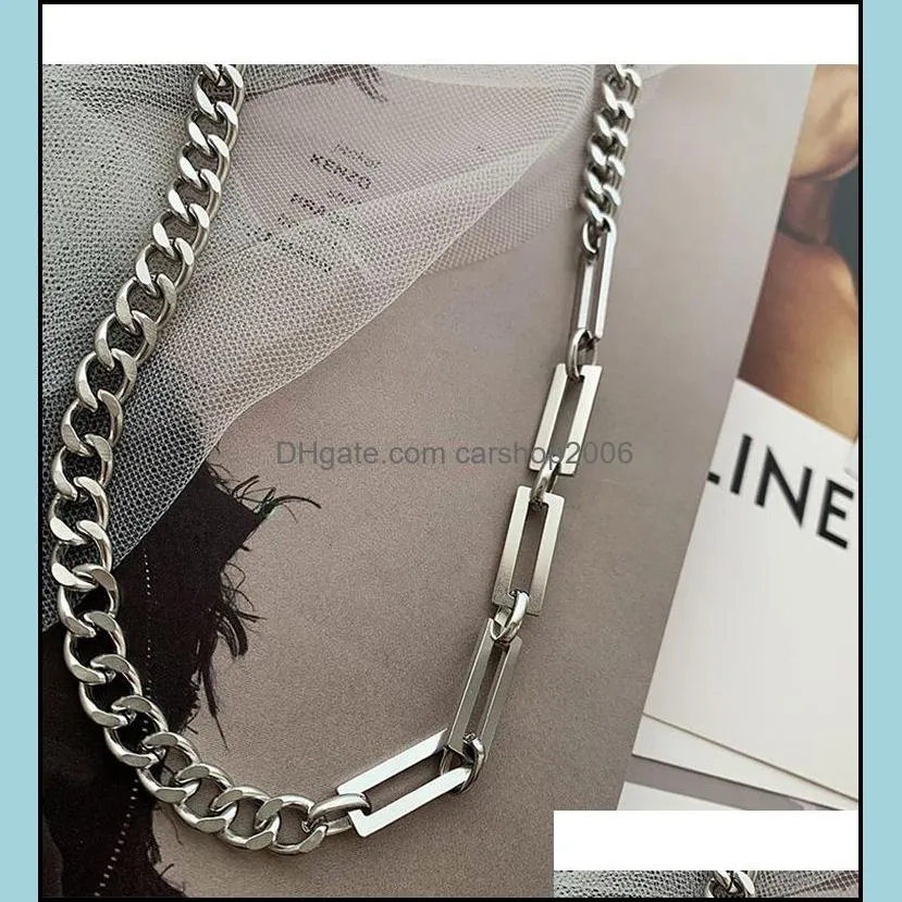 cold wind personality stitching chain titanium steel necklace simple wild hip-hop female clavicle chain sweater necklaces