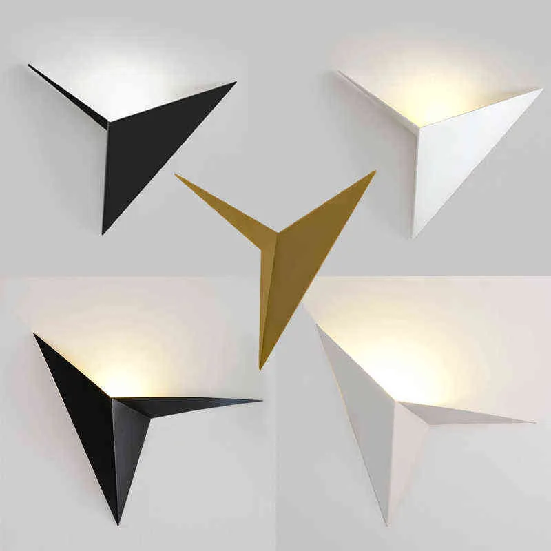 Современный минималистский треугольник формы светодиодные настенные лампы Nordic стиль крытые настенные светильники живущая свет 3W 5W AC85-265V простое освещение H220420