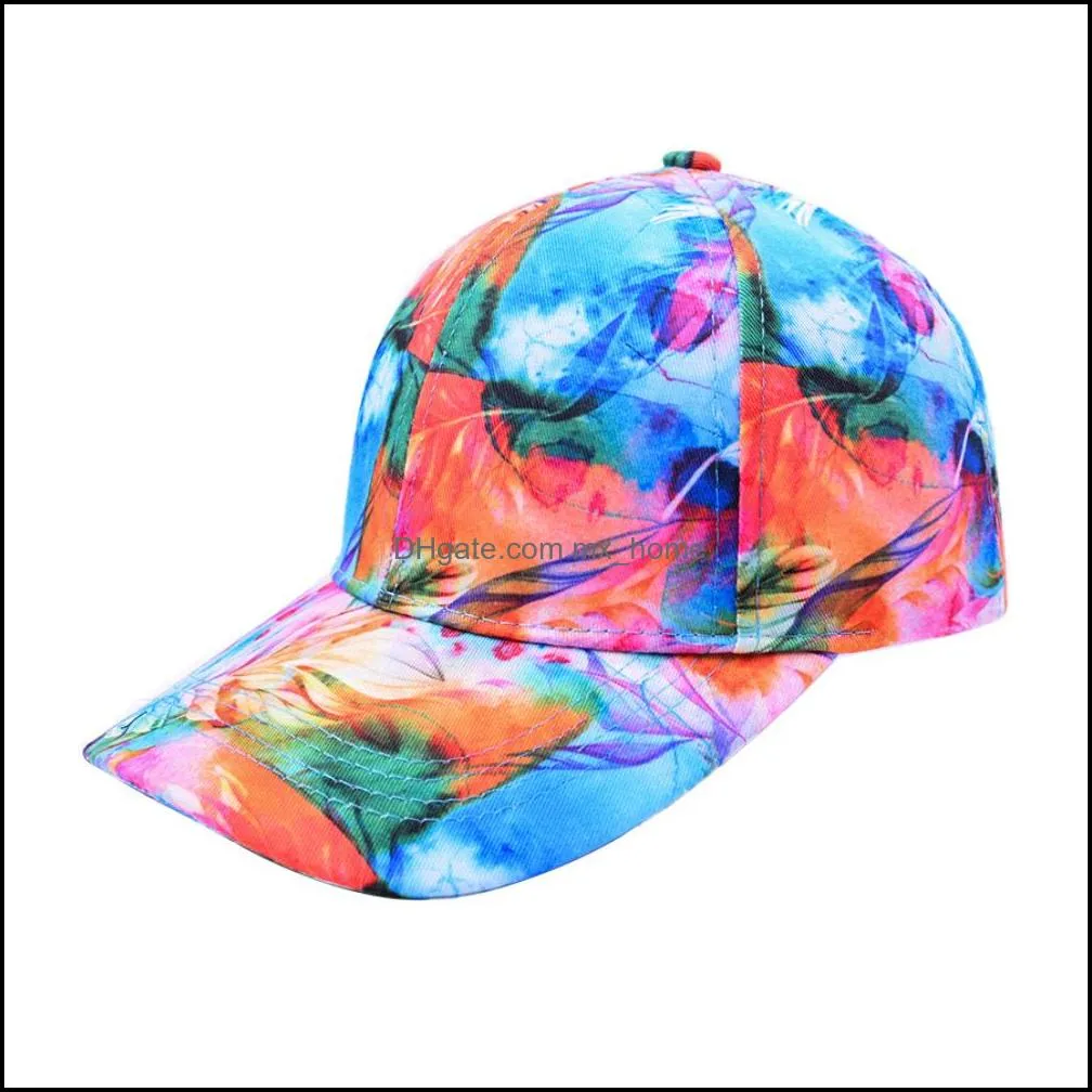 tie dye graffiti print ponytail baseball cap fashion hip hop hats summer spring autumn flag trucker hat sun protection men women caps