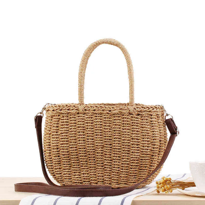 ショッピングバッグBolsa de Palha Artesanal、Feminina Tecida ParaFériasE Praia 220322