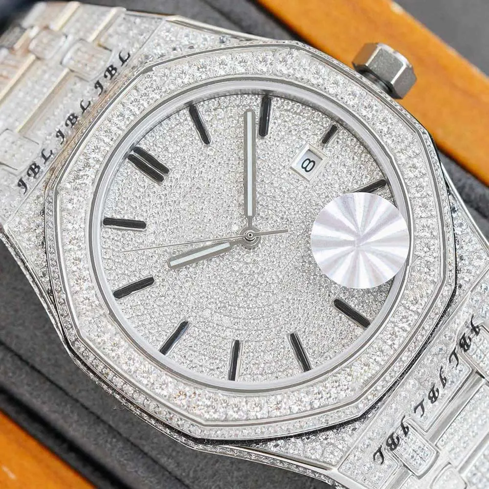 El yapımı tam elmas erkek saat otomatik mekanik saatler elmas çelik ile safir 40mm Montre de Luxe Business wri262k