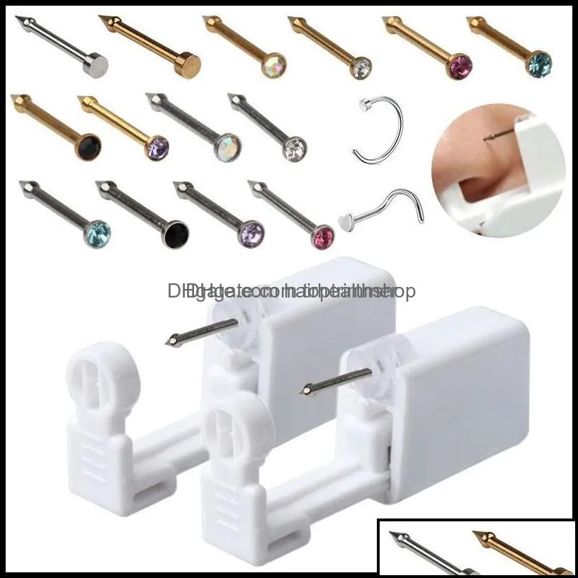 Piercingkits Tatoeages Lichaamskunst Gezondheid Schoonheid Schoonheid Wegwerpveilig Steriel Pierce-eenheid voor edelsteen Neusstekers Gun Piercer Tool Hine Kit Earrin