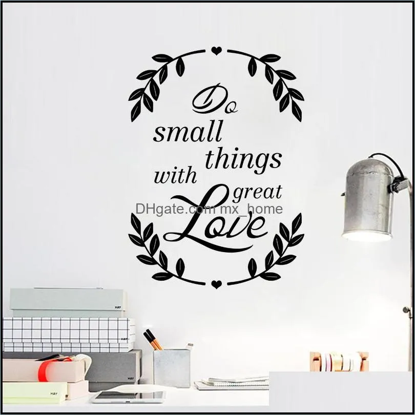 Adesivi murali Decorazioni per la casa Giardino Amore romantico Pvc Lettera Foglie Art Sticker per casa Camera da letto Soggiorno Carta da parati Decorazione Drop Delive