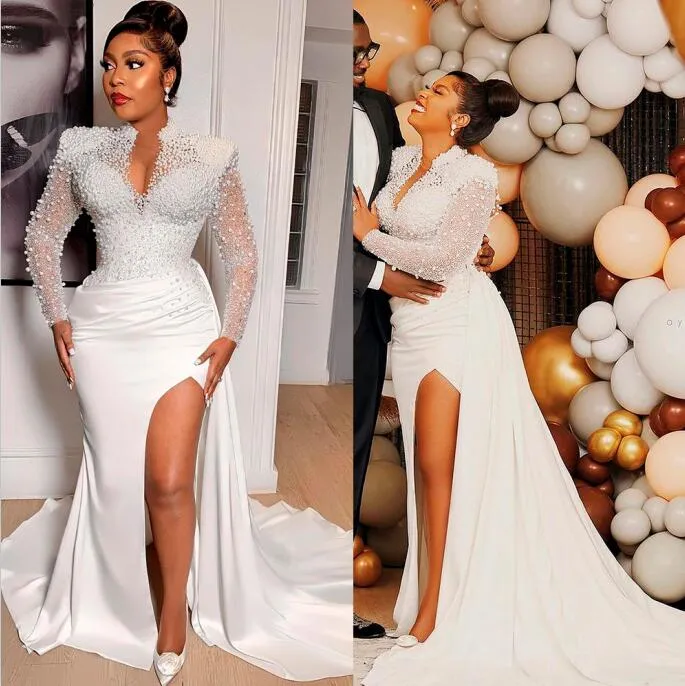 Long Lace With Beaded Mermaid Dresses Gold Plus Size