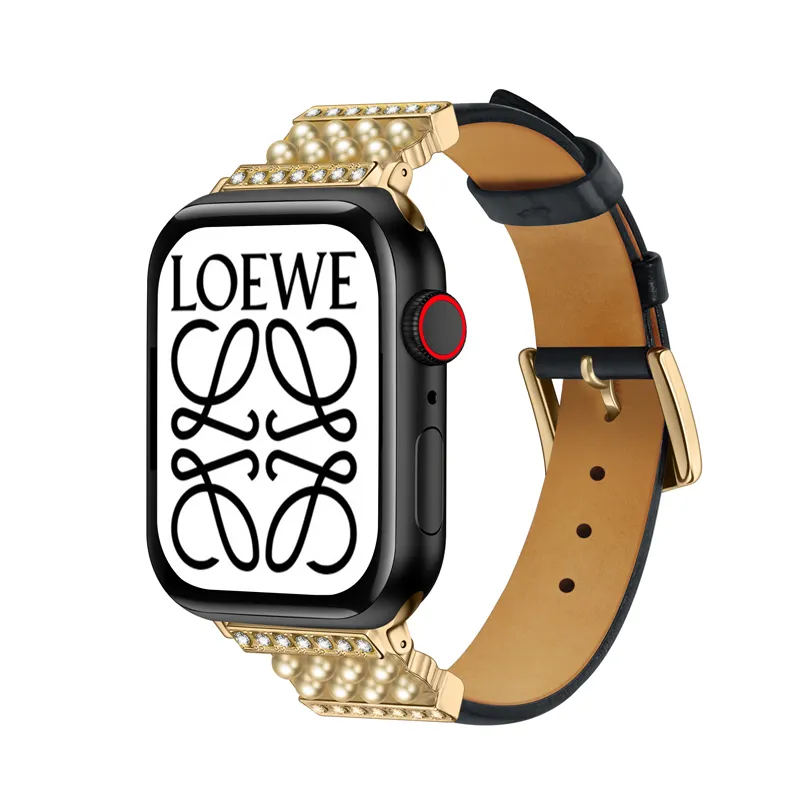 Dla projektanta zegarków Apple Watch Smart Watches Paski Seria 6 7 S7 40 mm 41 mm 44 mm 45 mm Universal skórzana bransoletki projektanci zegarków smartwatch zegarki paski UK UK