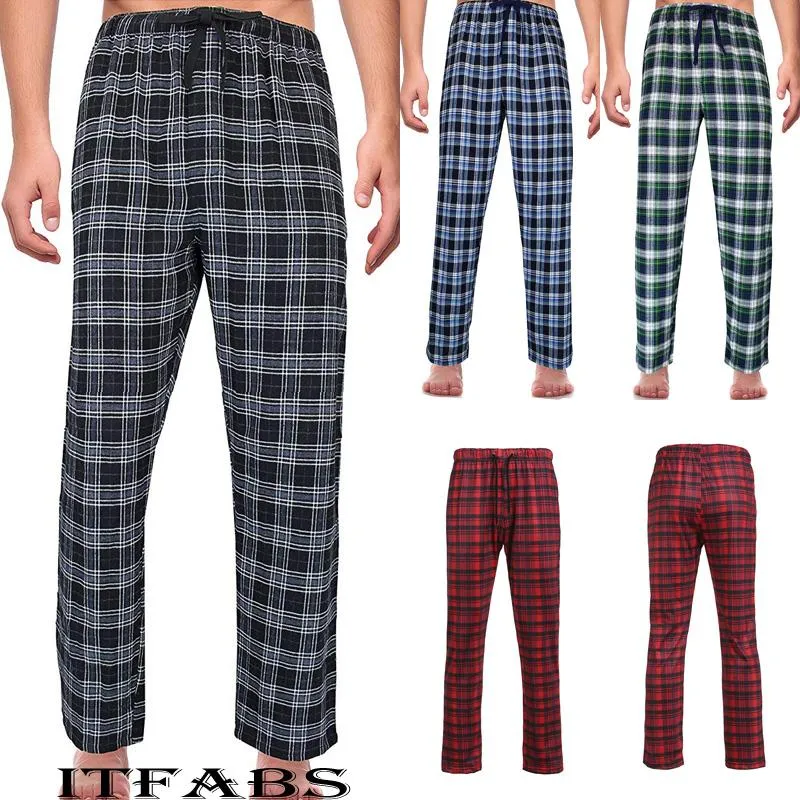 Indumenti da notte da uomo Pantaloni da notte larghi da uomo Casaual Plaid Flanella Lounge/Pantaloni del pigiama Taglia M-2XL Casual Pantaloni morbidi IntimoUomo