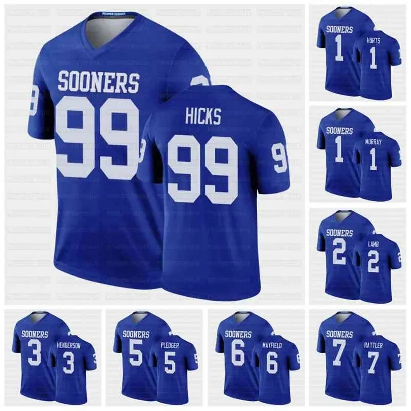 CEOC202 Blue Legend Football Jersey 1 Jalen Hurts Kyler Murray 2 Ceedee Lamb Henderson Pledger Mayfield Rattler Wase Grimes Mims