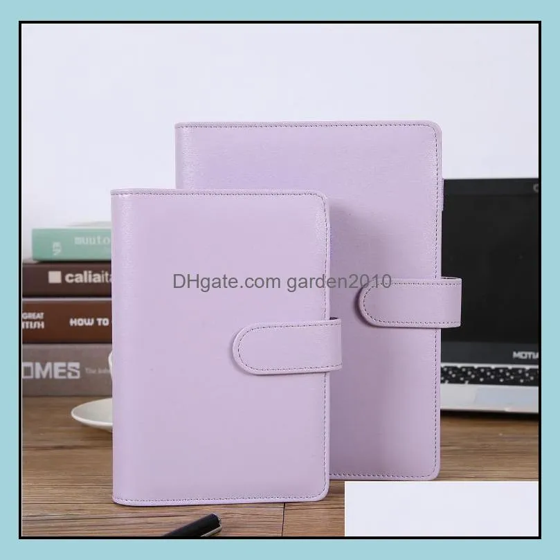 A6 Notebook Notepads Binder 6 Rings Spiral Business Office Planner Agenda Budget Binders Macaron Color PU Leather Cover((Binder