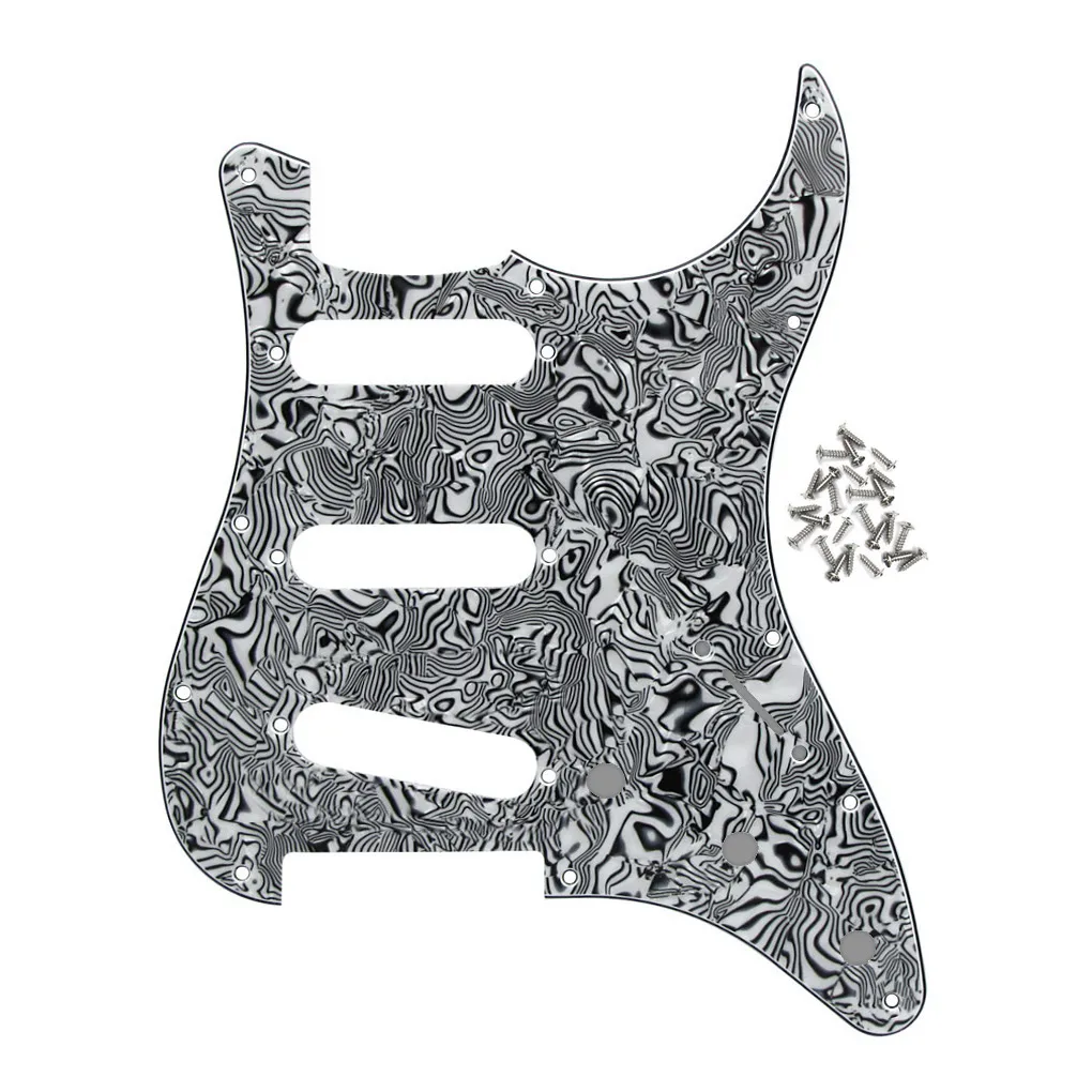 11 Holes SSS Guitar Pickguard Scratch Plate Zebra Stripe 4Ply with Screws for Electric Guitar Parts