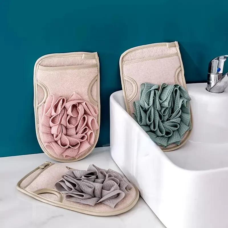 Dubbelzijdige badborstels volwassen exfoliator baden handschoen baden body reinigingshandschoenen draagbare badkamer wassende benodigdheden