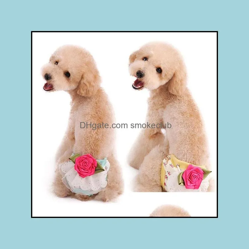 Pet Dog Floral Sanitary Panty Female Puppy Shorts Pant Diaper Cute Underwear Large